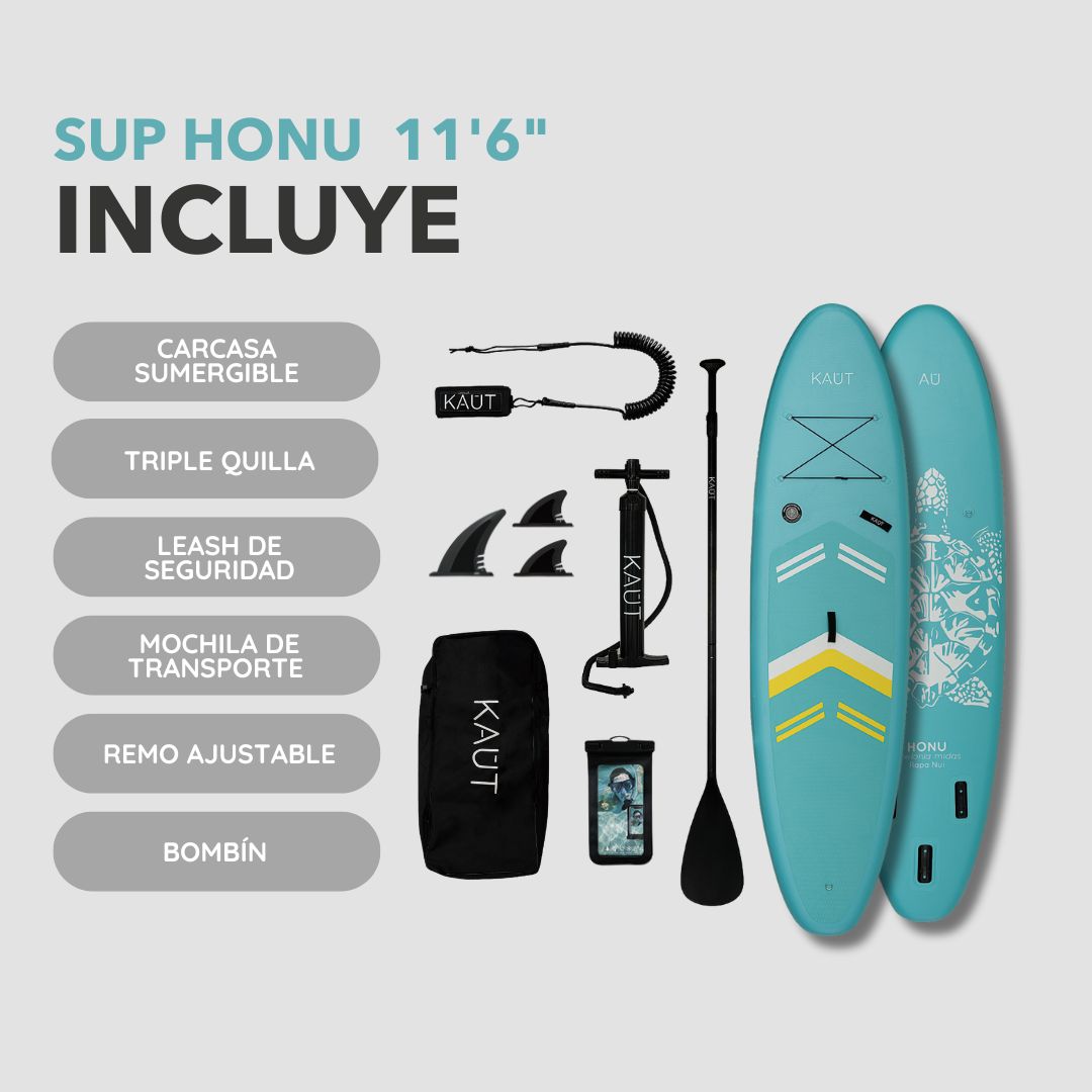 Stand Up Paddle (SUP) Inflable Capa Reforzada - 11'6'' pies / 350 cm + Mochila & Accesorios