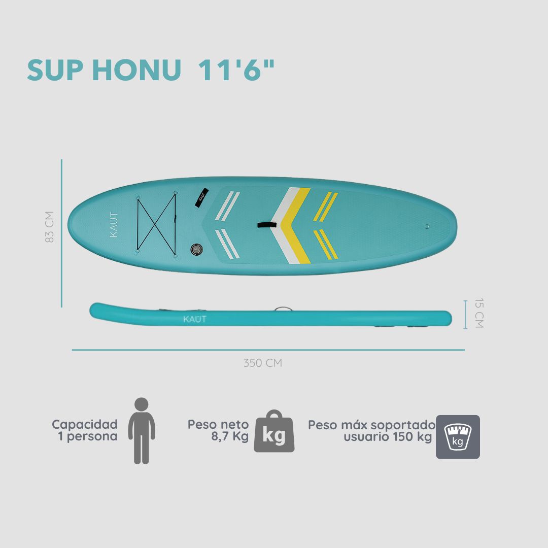 Stand Up Paddle (SUP) Inflable Capa Reforzada - 11'6'' pies / 350 cm + Mochila & Accesorios